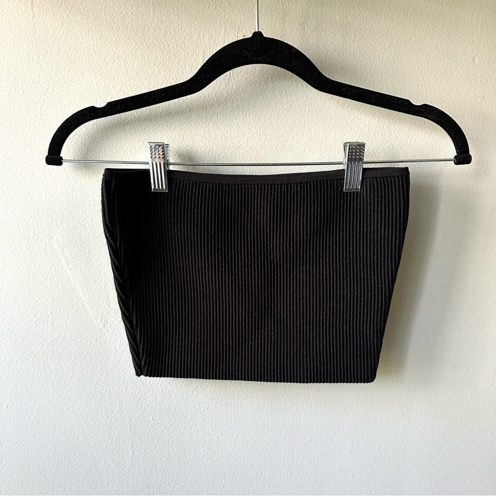 Babaton Black Ribbed / Cropped Tube Top - S
